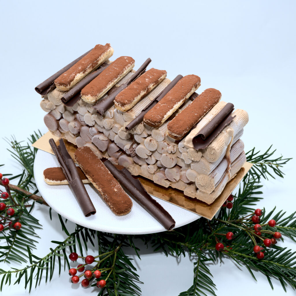 kerst ijstaart tiramisu boomstammetjes