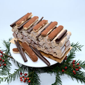 kerst ijstaart tiramisu boomstammetjes